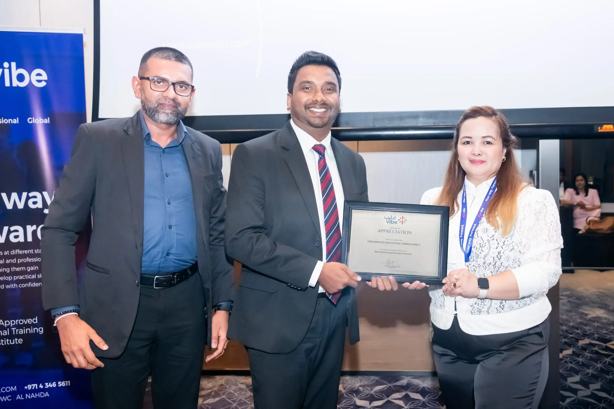 A certificate presented at the Vibe Education ceremony where DreamPath was named Best Performing Education Partner 2026