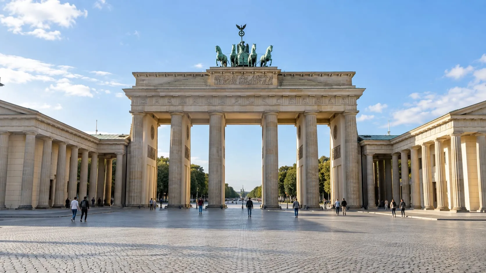 The Brandenburg Gate in Berlin, seen from Pariser Platz