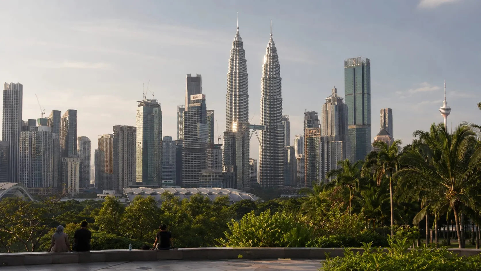 The Kuala Lumpur skyline, with the Petronas Twin Towers in the middle