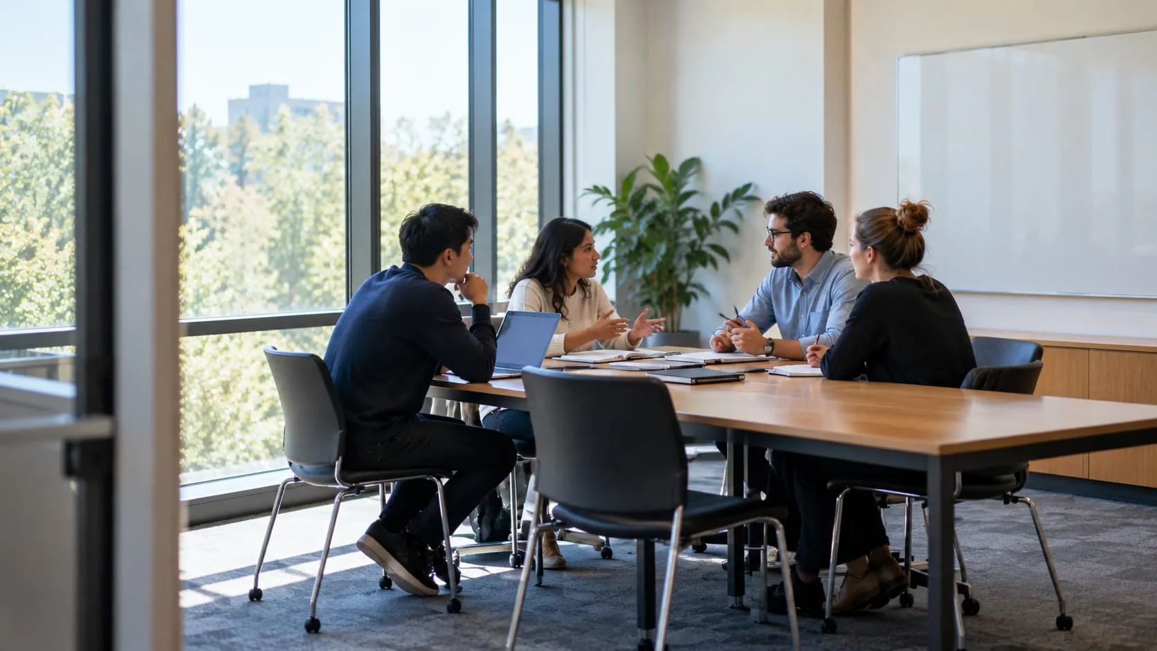 Adult students in a seminar discussion