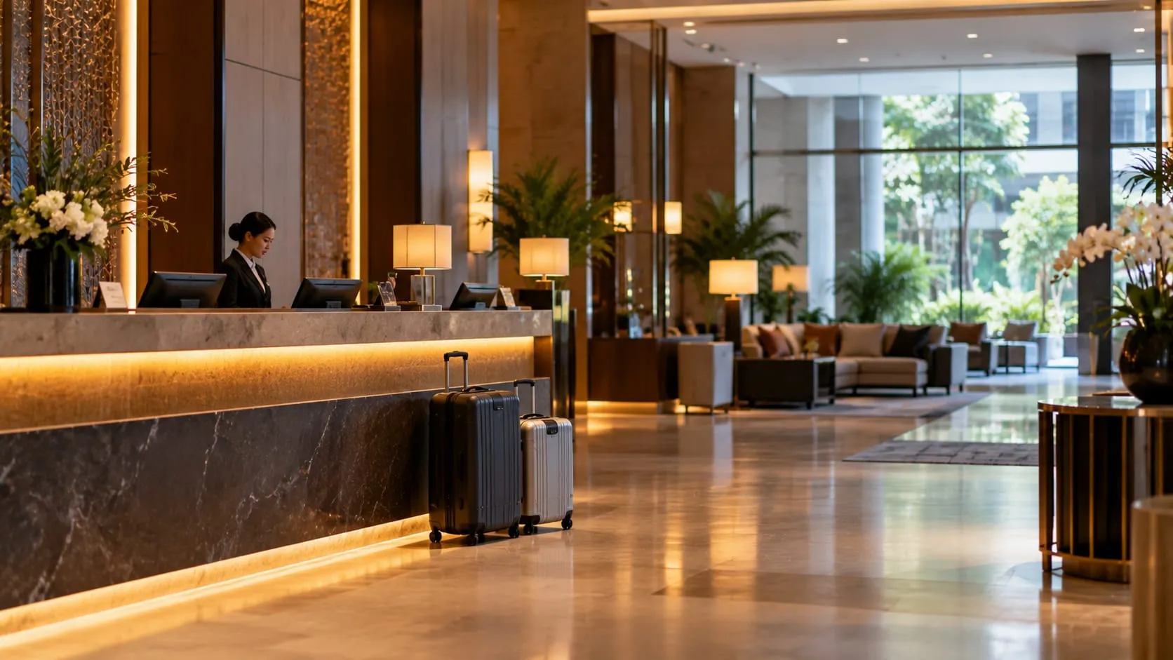 A hotel reception being worked at